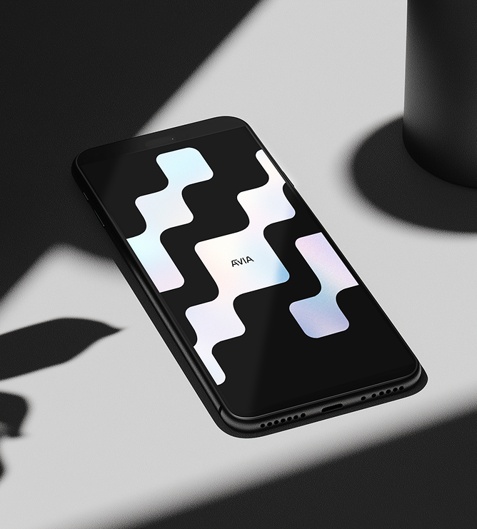 AVIA mobile app with geometric pattern
