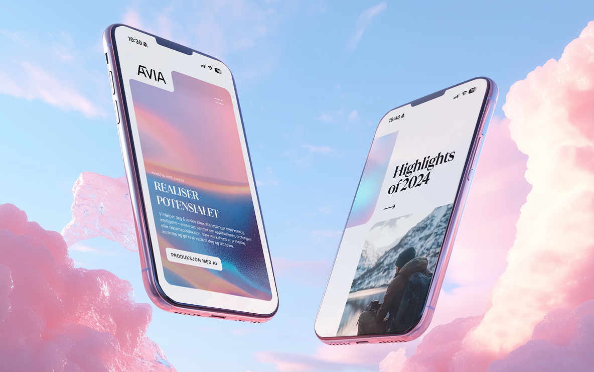AVIA mobile app design with gradient interface