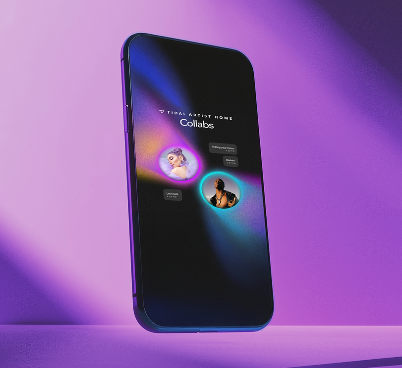 TIDAL Collabs mobile app with glowing artist profiles