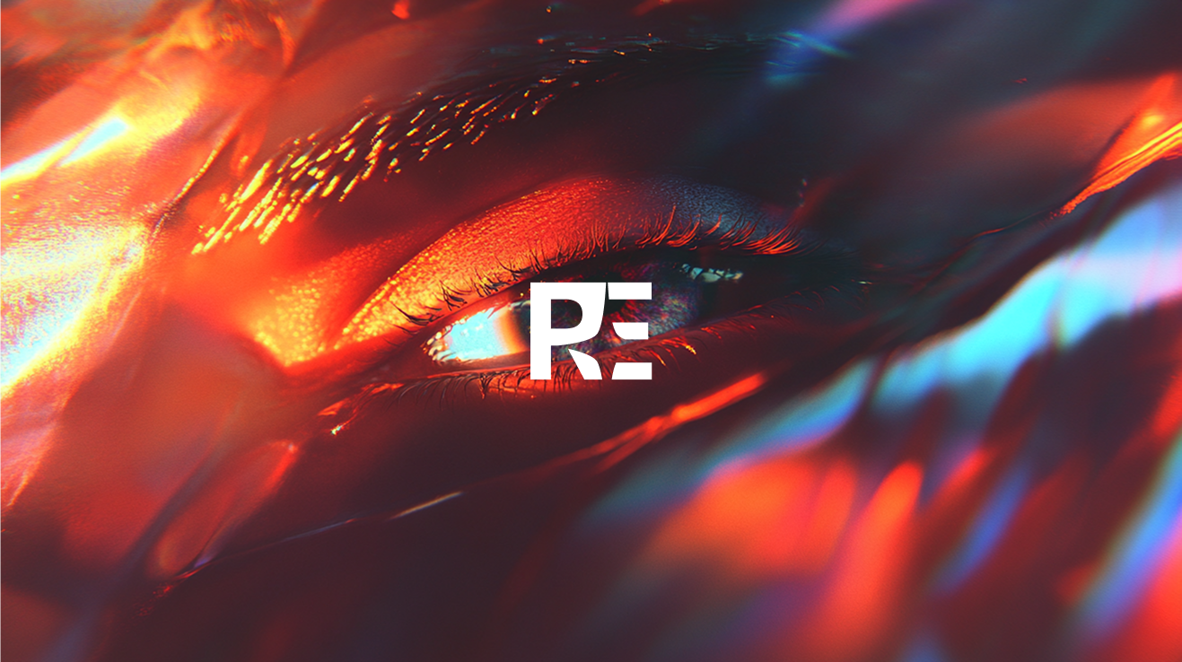 REIMAGINE logo design with artistic eye photography